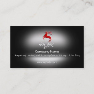 Monogram, Red Rutting Stag, metallic-effect Business Card