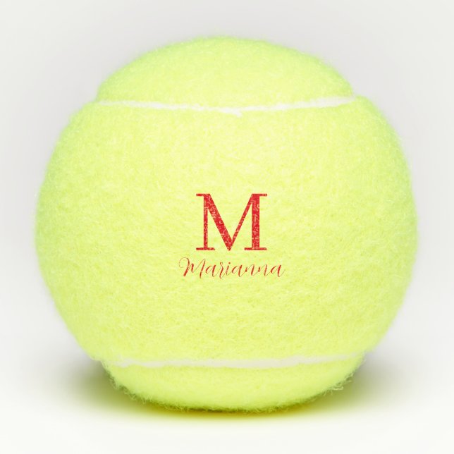 Monogram Red Simple Minimalist Tennis Balls (Front)