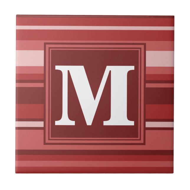 Monogram red stripes ceramic tile (Front)