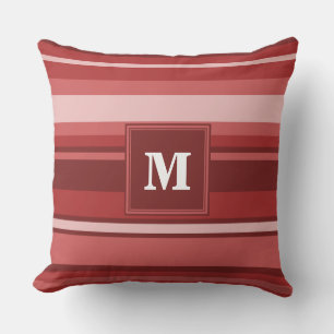Monogram red stripes cushion