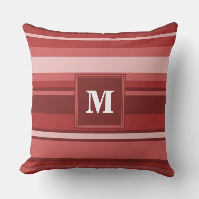 Monogram red stripes cushion (Front)
