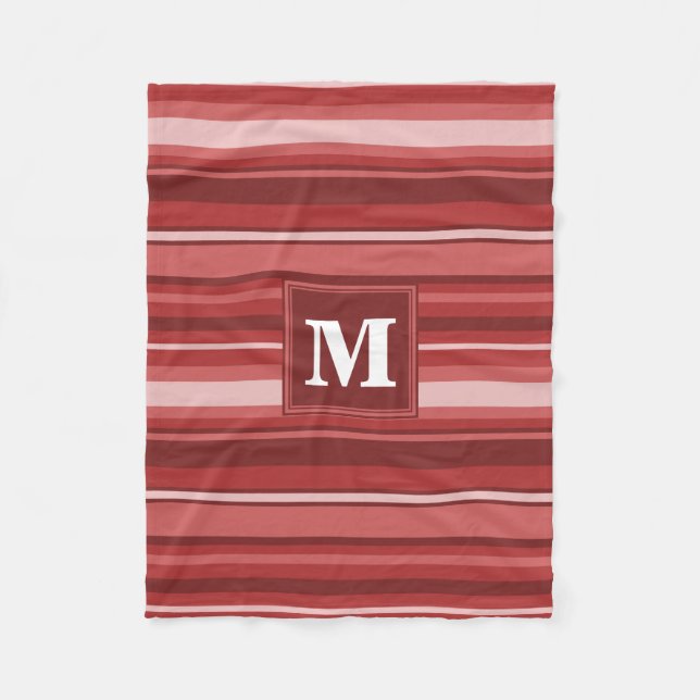 Monogram red stripes fleece blanket (Front)