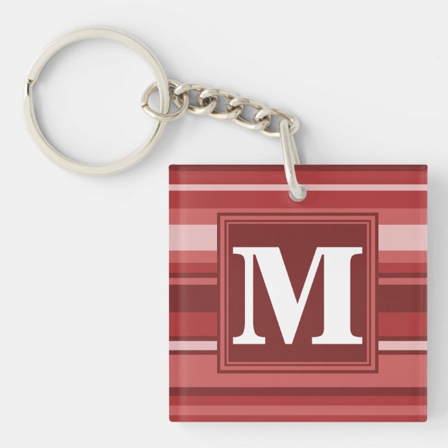 Monogram red stripes key ring (Front)
