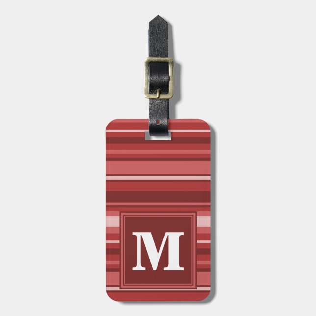 Monogram red stripes luggage tag (Front Vertical)