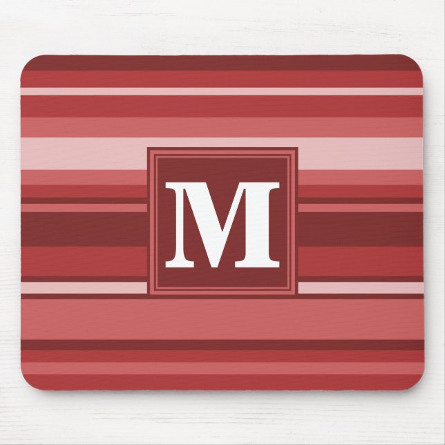 Monogram red stripes mouse pad (Front)