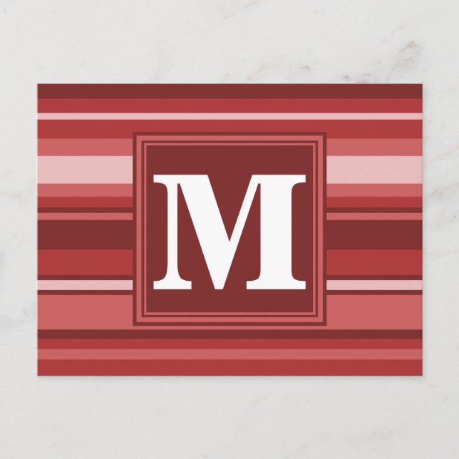 Monogram red stripes postcard (Front)