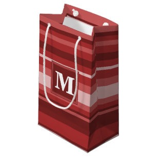 Monogram red stripes small gift bag