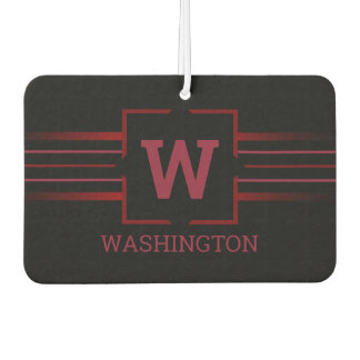 Monogram Red Text on Black Car Air Freshener