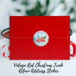 Monogram Red Truck Return Address Christmas Classic Round Sticker<br><div class="desc">This and festive Christmas sticker is perfect as a return address label for the back of the matching envelopes! Sticker features your own monogram initial on the door of a trendy rustic vintage red truck, a snow landscape with fir trees, and your name and return address in fun red and...</div>