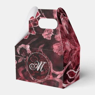 Monogram Red Vintage Floral Gable Favour Box