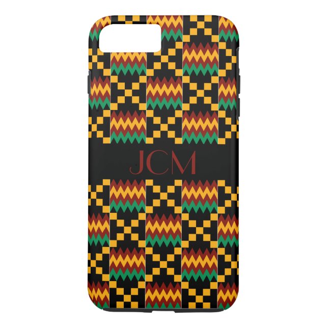 Monogram Red, Yellow, Green, Black Kente Cloth Case-Mate iPhone Case (Back)