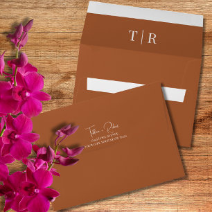 Monogram Refined Simplicity Terracotta Wedding  Envelope