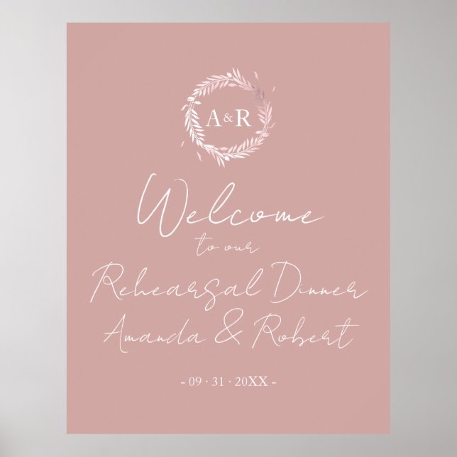 Monogram Rehearsal Dinner Welcome Sign Board (Front)