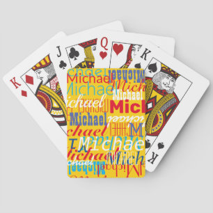 Monogram Repeating Name Pattern Kids Playing Cards