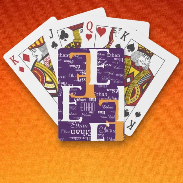 Monogram Repeating Name Pattern Purple Playing Cards (Creator Uploaded)