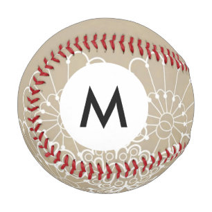 Monogram Retro background with lace ornament Baseball