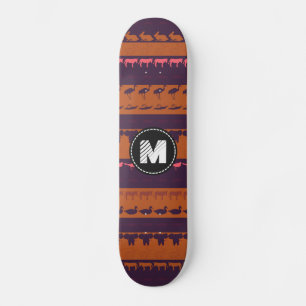 Monogram Retro Colourful Animals Pattern #2 Skateboard