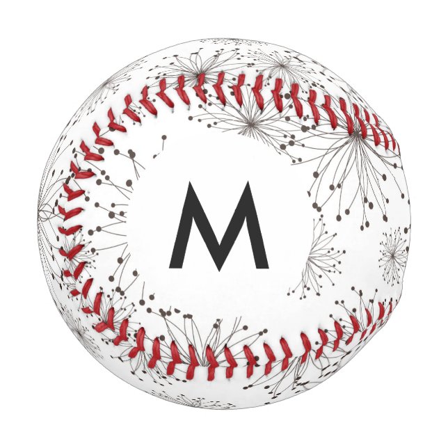 Monogram Retro floral background Baseball (Front Left)