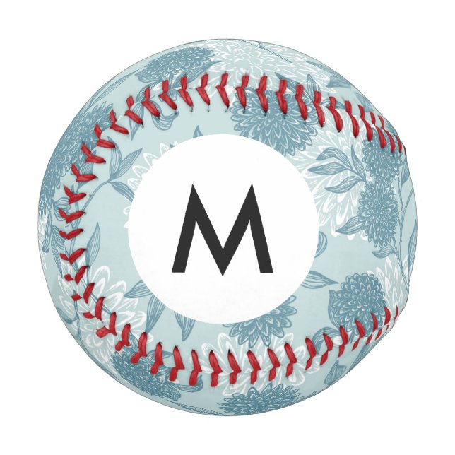 Monogram Retro Floral Pattern 2 3 Baseball (Front Left)