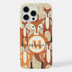 Monogram Retro Fox Art Orange Retro iphone Case