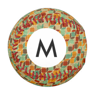 Monogram Retro geometric pattern 4 Baseball