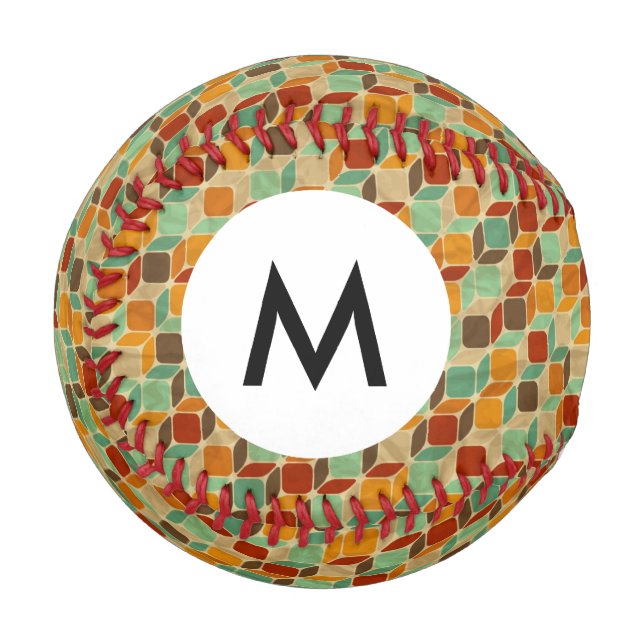 Monogram Retro geometric pattern 4 Baseball (Front Left)