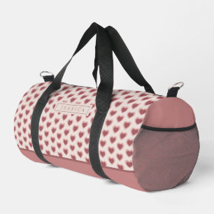 Monogram Retro Hearts Pink Burgundy Duffle Bag