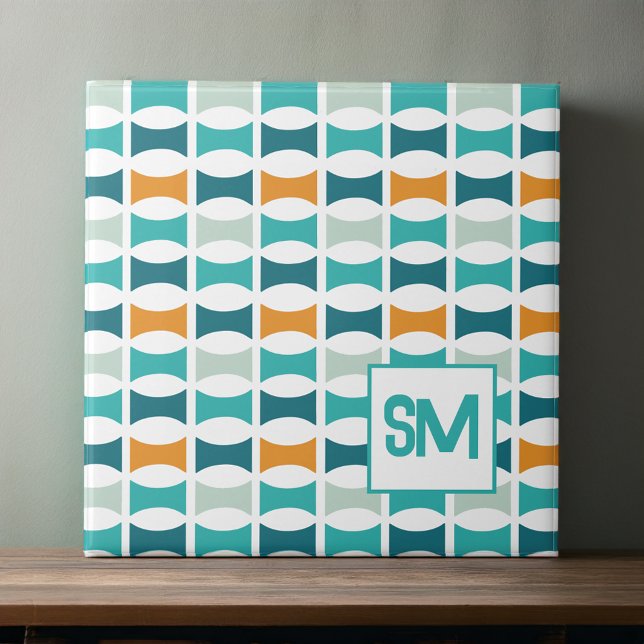 Monogram Retro Mid Century Geometric Pattern Ceramic Tile (Creator Uploaded)