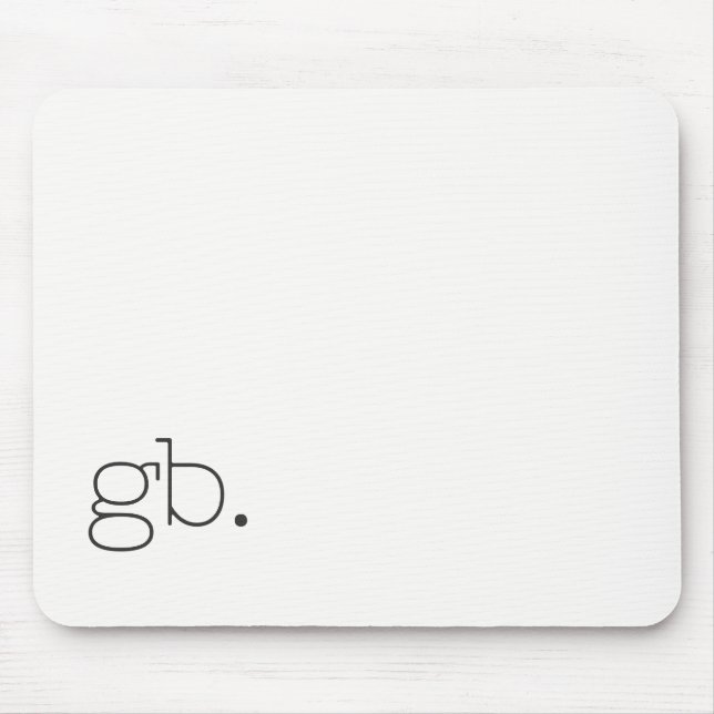 Monogram Retro Minimal White Mouse Pad (Front)