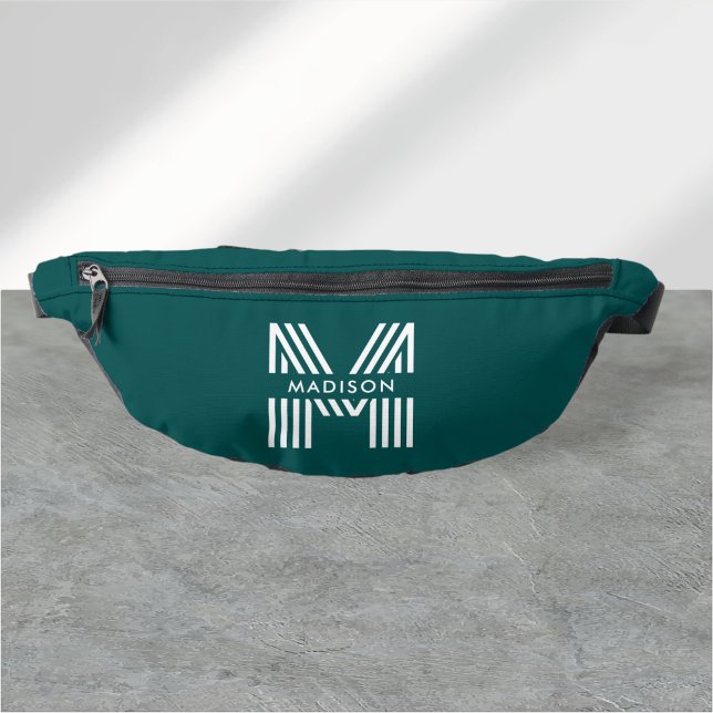 Monogram Retro Modern Teal Bum Bags (Creator Uploaded)