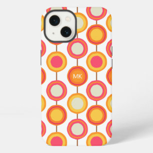 Monogram Retro Pink Orange Chic Girly Pattern iPhone 13 Case