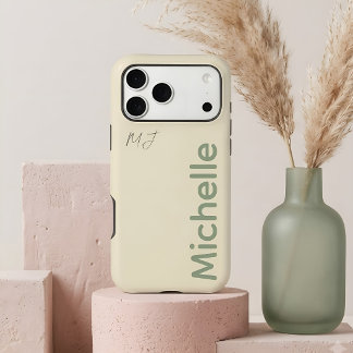 Monogram Retro Sand Beige & Sage Green Custom Name