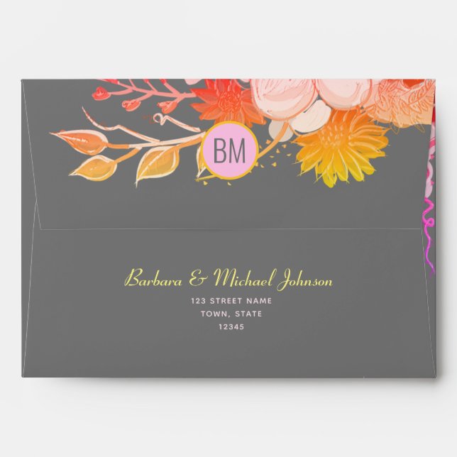 Monogram Return Address 5x7 Envelope (Back (Top Flap))
