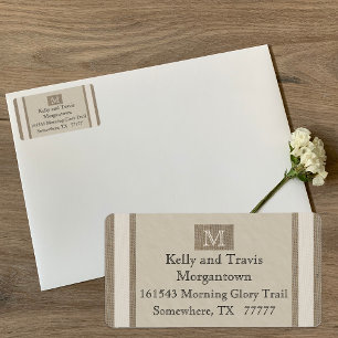 Monogram Return Address Label - Burlap Parchment