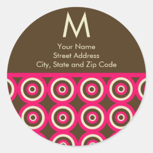 Monogram Return Address Label - Pink & Brown