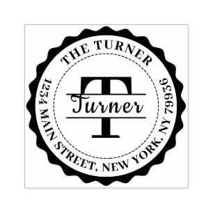 Monogram Return Address Rubber Stamp