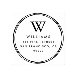 Monogram Return Address Rubber Stamp