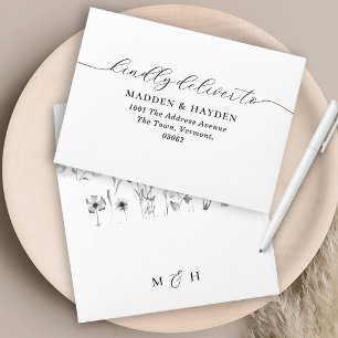 Monogram Return Address Wildflower Wedding RSVP Envelope