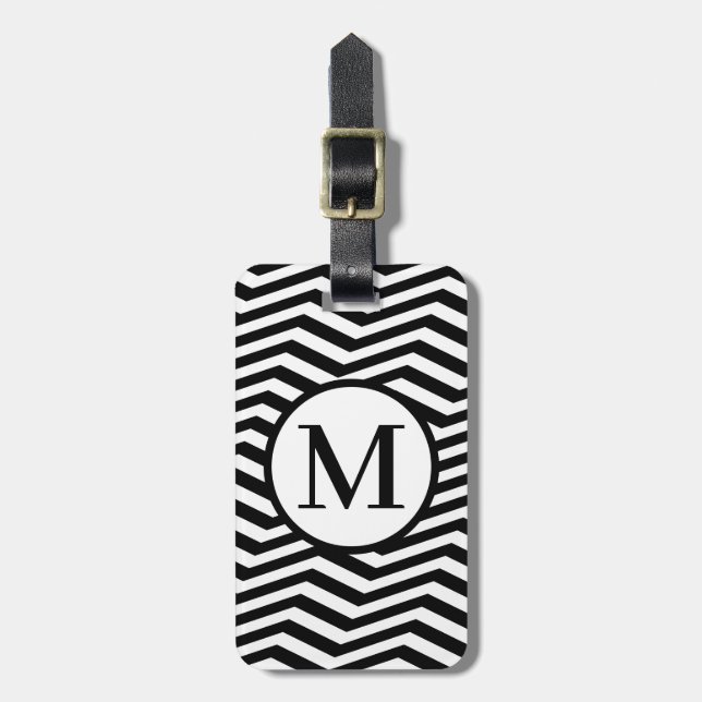 Monogram RFBW Tilted Chevron Luggage Tag (Front Vertical)