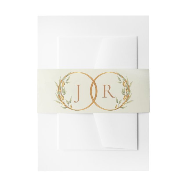 Monogram & Ribbon - Cream Invitation Belly Band (Front Example)