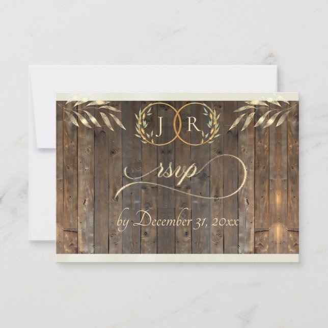 Monogram & Ribbon - Cream RSVP Card (Front)