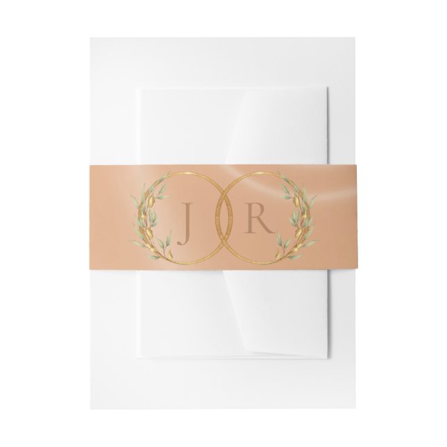 Monogram & Ribbon - Peach Invitation Belly Band (Front Example)