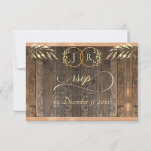 Monogram & Ribbon - Peach RSVP Card