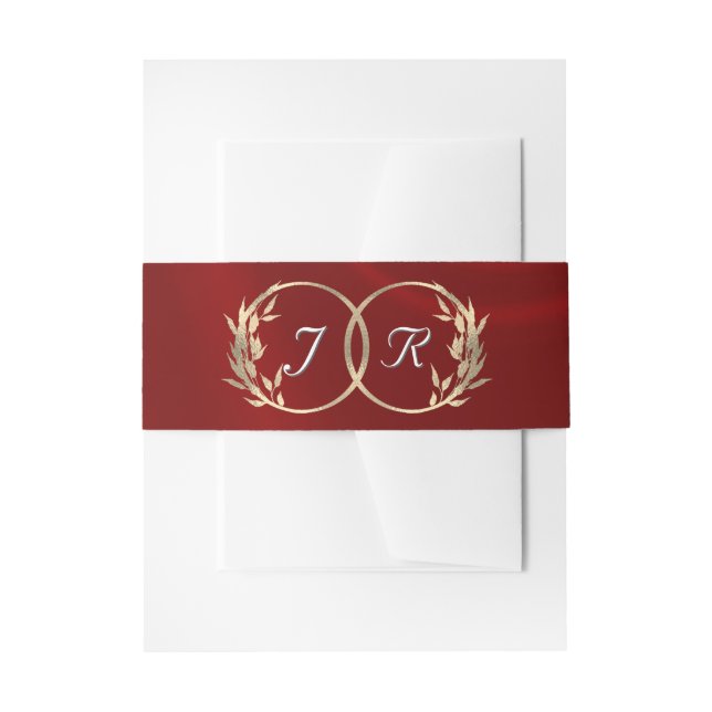 Monogram & Ribbon - Red Invitation Belly Band (Front Example)