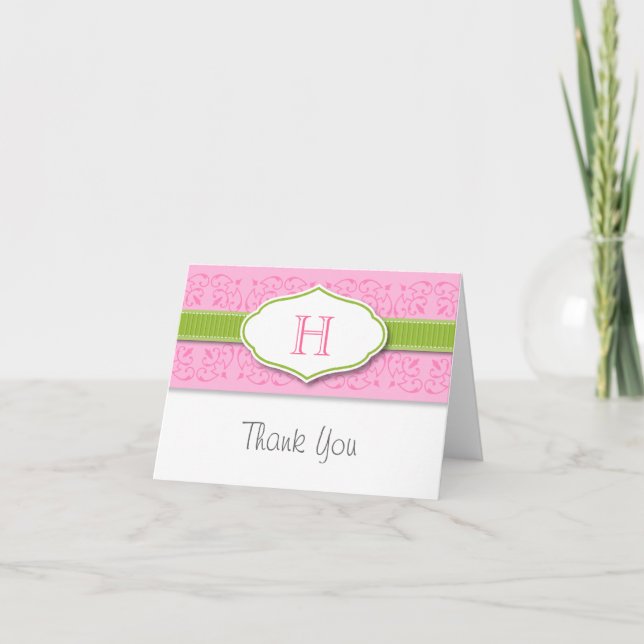 Monogram Ribbon & Seal Thank You Note Cards (Front)