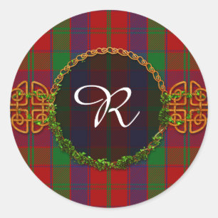 Monogram Robertson Tartan Classic Round Sticker