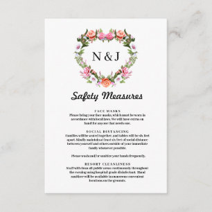 Monogram Romantic Rose Floral Heart Safety Measure Enclosure Card