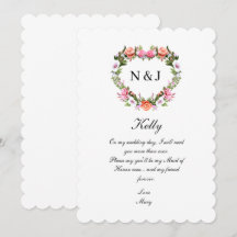 Monogram Romantic Roses Floral Heart Maid Of Honou
