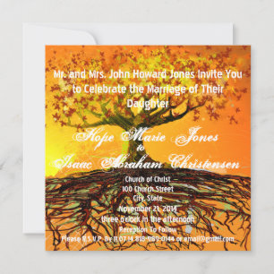 Monogram Roots of Love Square Wedding Invitation