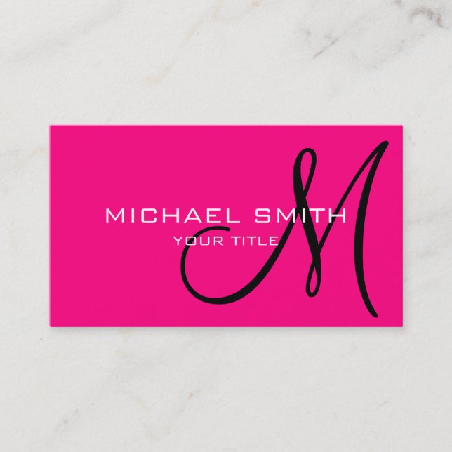 Monogram Rose colour background Business Card (Front)